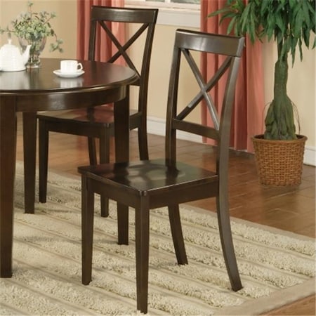 East West Furniture East West BC-CAP-W Boston X-Back Chair with Wood Seat; Cappuccino - Pack of 2 BOC-CAP-W